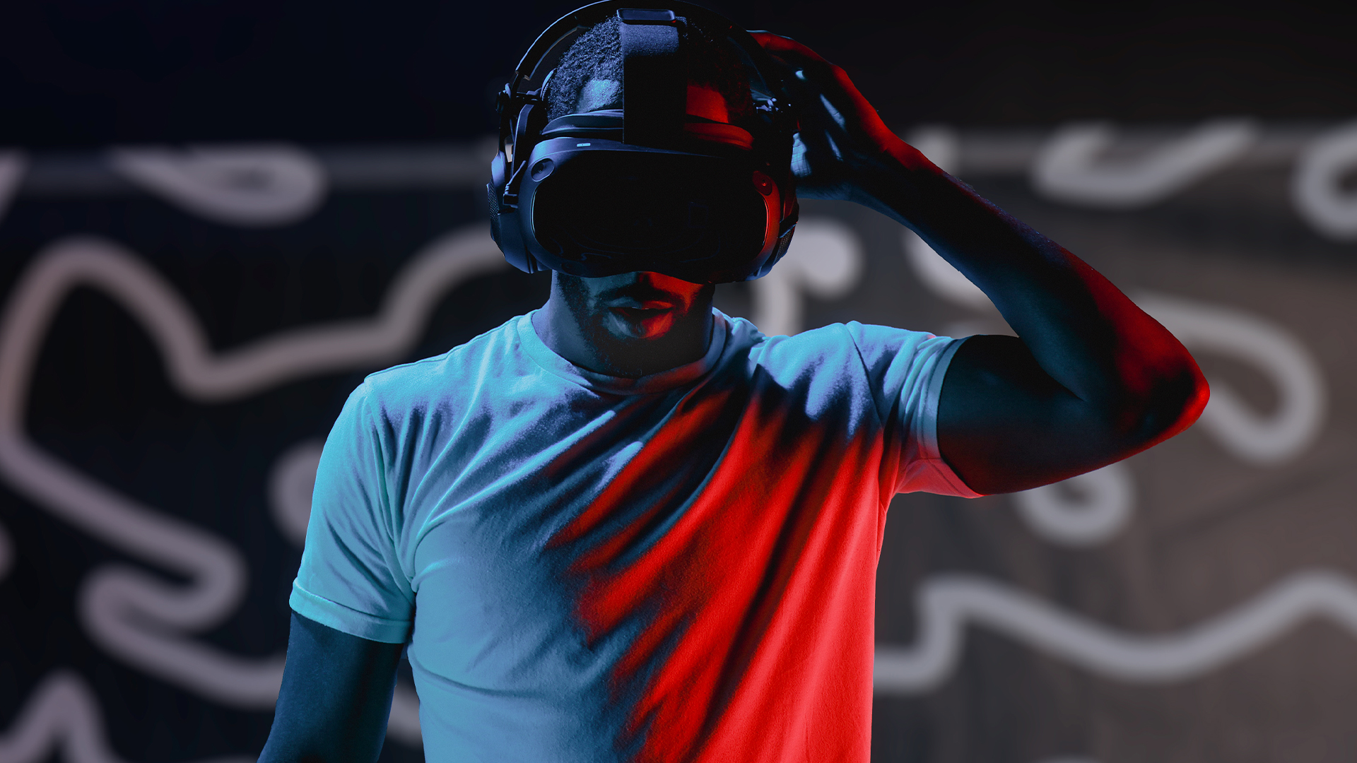 A Zero Latency VR guest reacting while wearing a headset
